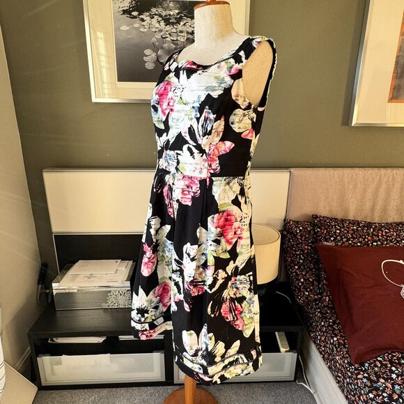 / White House Black Market WHBM Sleeveless Faille Floral Shadow Stripe Dress 10 - Picture 8 of 10